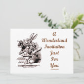 Een Wonderland-uitnodiging alleen voor je witte ko Kaart (Staand voorkant)