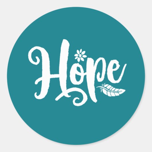 Eén woord dat 'Hope Cursive Calligrafie' zegt Ronde Sticker (Voorkant)