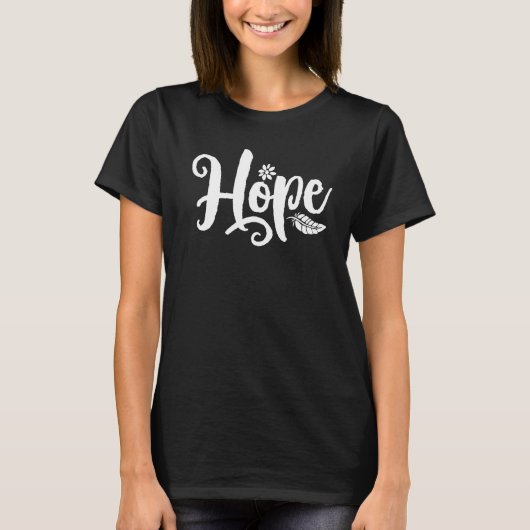 Eén woord dat 'Hope Cursive Calligrafie' zegt T-shirt (Voorkant)