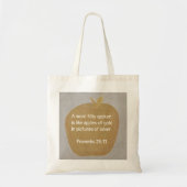 Een woord fitly gesproken, gouden appel canvas tas (Voorkant)