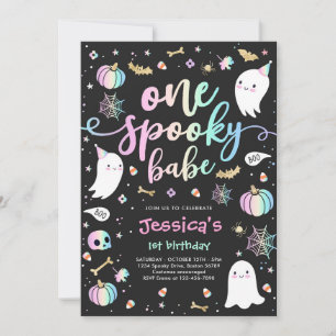Eén woordy Babe Cute Halloween Ghost 1e verjaardag Kaart