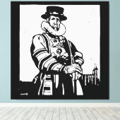 Een Yeoman Warder of Beefeater Canvas Afdruk (Insitu (Houten vloer))