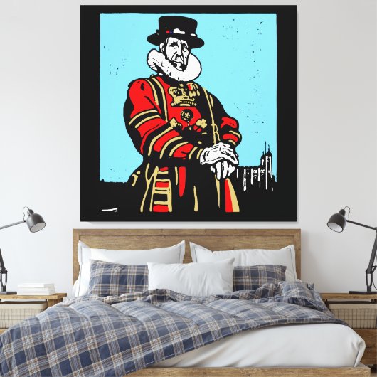 Een Yeoman Warder of Beefeater Canvas Afdruk (Insitu (Slaapkamer))