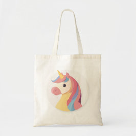 Een zachte kleur eenhoorn hoofd tote bag