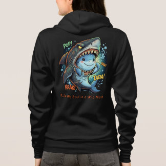 Een zachte ziel in een wilde masker Cute haai Hoodie