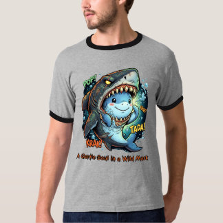 Een zachte ziel in een wilde masker Lieve haai T-shirt