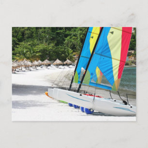 Een zandstrand op het eiland Saint Lucia Briefkaart