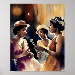 Een zanggroep die optreedt in een jazzclub poster