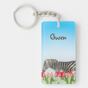 Een Zebra van de Tulpen Sleutelhanger