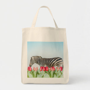 Een Zebra van de Tulpen Tote Bag