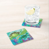 Een Zee-schildpad Vierkante Kartonnen Onderzetter (Insitu)