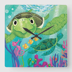 Een Zee-schildpad Vierkante Klok