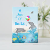 Een Zee van Dank Dolphin Oceaan Bedankkaart (Staand voorkant)
