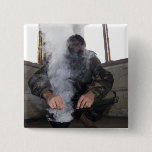 Een zee vult de gaskamer met meer CS-gas Vierkante Button 5,1 Cm