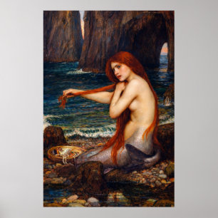 Een zeemeermin door John William Waterhouse Poster