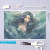 Een zeemeermin in de wervelende zeeen tissuepapier (Craft)