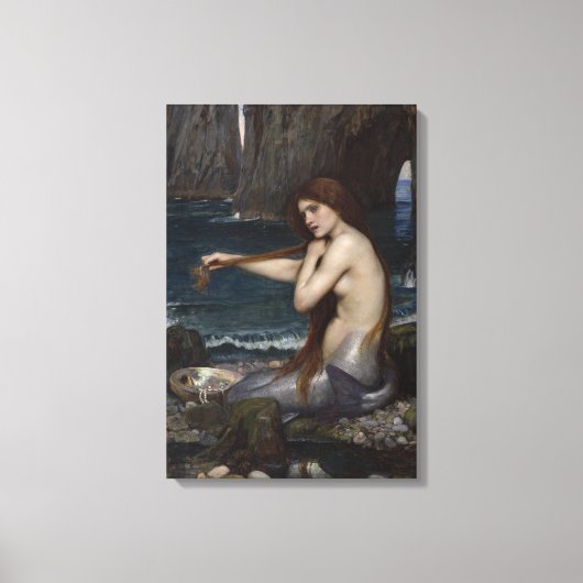 Een zeemeermin van John William Waterhouse Canvas Afdruk (Voorkant)