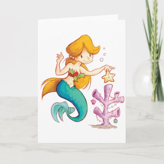 Een zeemeerminnen Kerstmis Feestdagen Kaart (Voorkant)