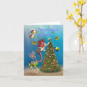 Een zeemeerminnen kerstwensen kaart (Gele Bloem)