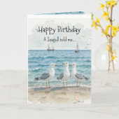 Een zeemeeuw persoonlijkheid Verjaardag Fun Bird Kaart (Gele Bloem)