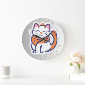 Een zeer gelukkige witte en roze smoking kat Wall  Grote Klok (Huis)