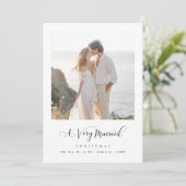 Een zeer getrouwd kerstscript kustfoto feestdagenkaart (Staand voorkant)