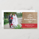 Een zeer getrouwde kerst, Burlap foto Feestdagenkaart (Voorkant / Achterkant)