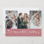 Een zeer getrouwde kerst Pas getrouwd foto roze Feestdagenkaart (Voorkant)