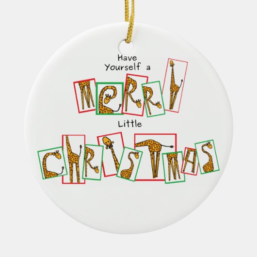 Een zeer Giraffe Kerstmis - letters Keramisch Ornament (Voorkant)