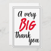 Een zeer grote dank u rood zwart ingelijste waarde bedankkaart (Voorkant / Achterkant)