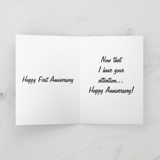 EEN ZEER HILLARIEUZE HAPPY 1ste JUBILEUM GREETING Kaart (Binnen)