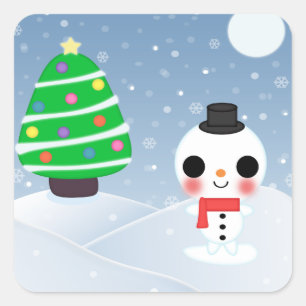 Een zeer Kawaii Kerst Vierkante Sticker