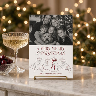 Een zeer kerstelijk champagne-toost foto feestdagenkaart