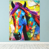 Een zeer kleurrijk paard canvas afdruk (Insitu (Houten vloer))