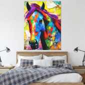 Een zeer kleurrijk paard canvas afdruk (Insitu (Slaapkamer))