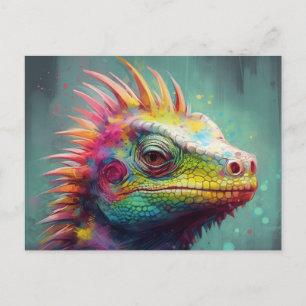 Een zeer kleurrijke hagedis briefkaart
