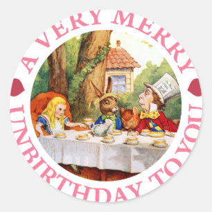 EEN ZEER MERRY UNBIRTHDAY VOOR U! RONDE STICKER