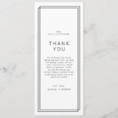 Een zeer moderne minimale bruiloftstafel bedankt k menu (Voorkant)