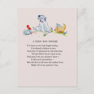 Een zeer slechte doggie, gedicht en tekening briefkaart