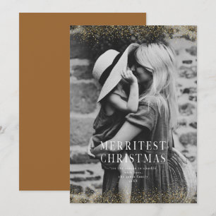 Een zeer sprankelende vrolijke kerst glitter goude kaart