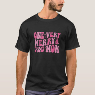 Een zeer vrolijke hond mam groovy roze kerst dekse t-shirt