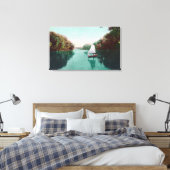 Een zeilboot op de Feather River Marysville, CA Canvas Afdruk (Insitu (Slaapkamer))