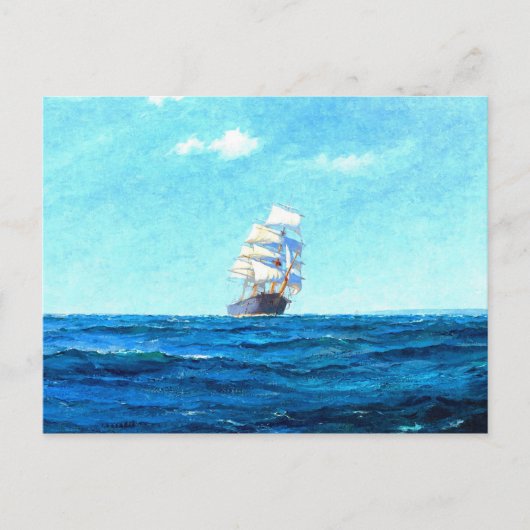 Een zeilschip op zee briefkaart (Voorkant)