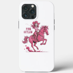 Een zelfverzekerde cowgirl die op een bezield paar iPhone 13 pro max hoesje