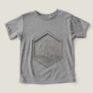 Een zeshoek met een minimalistische boom of golf i