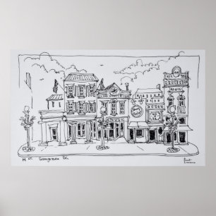 Een zicht op M Street in Georgetown, Washington DC Poster