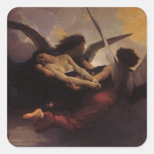 Een ziel die door Bouguereau naar de hemel wordt g Vierkante Sticker