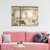 Een zijderupswerkplaats, van de "Encyclopedie des" Canvas Afdruk (Insitu (Woonkamer))