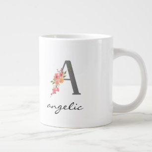 Een zilver monogram bloemmotief rood paars groen extra grote beker