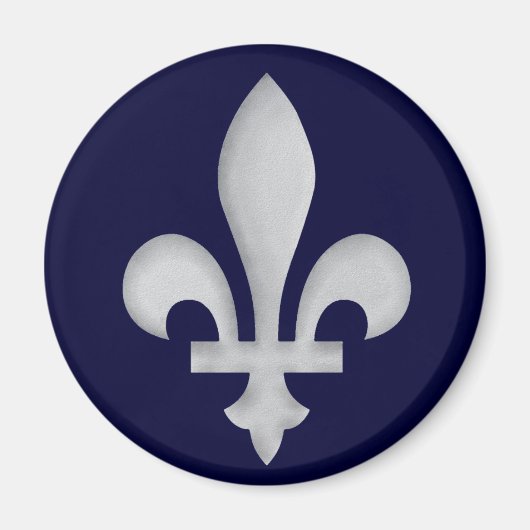 Een zilveren Fleur-de-lys magneet (Voorkant)